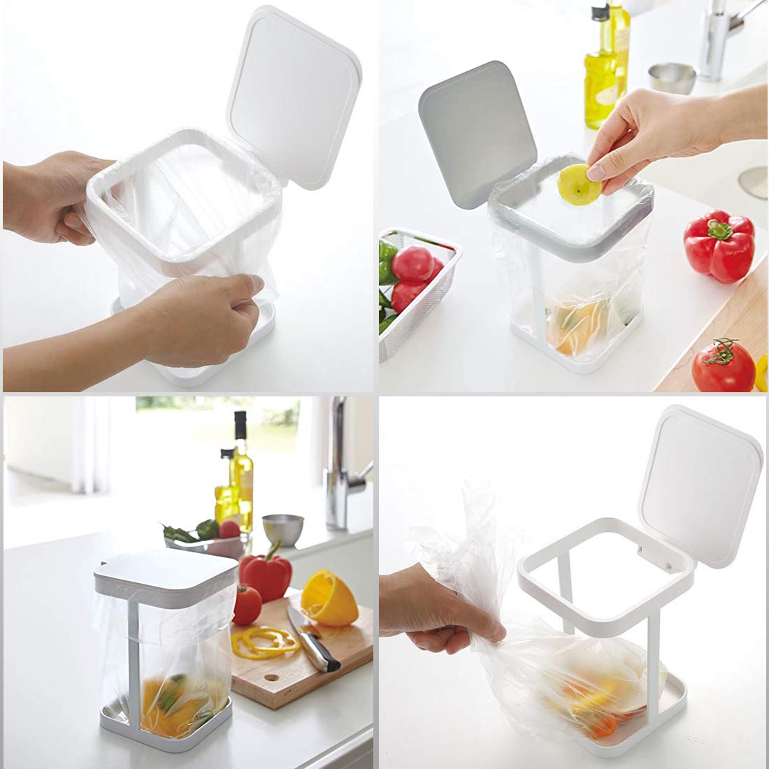 White Kitchen Bedroom Trash Can Rack - 1 Piece Waste Bin Holder for Home Kitchen Use