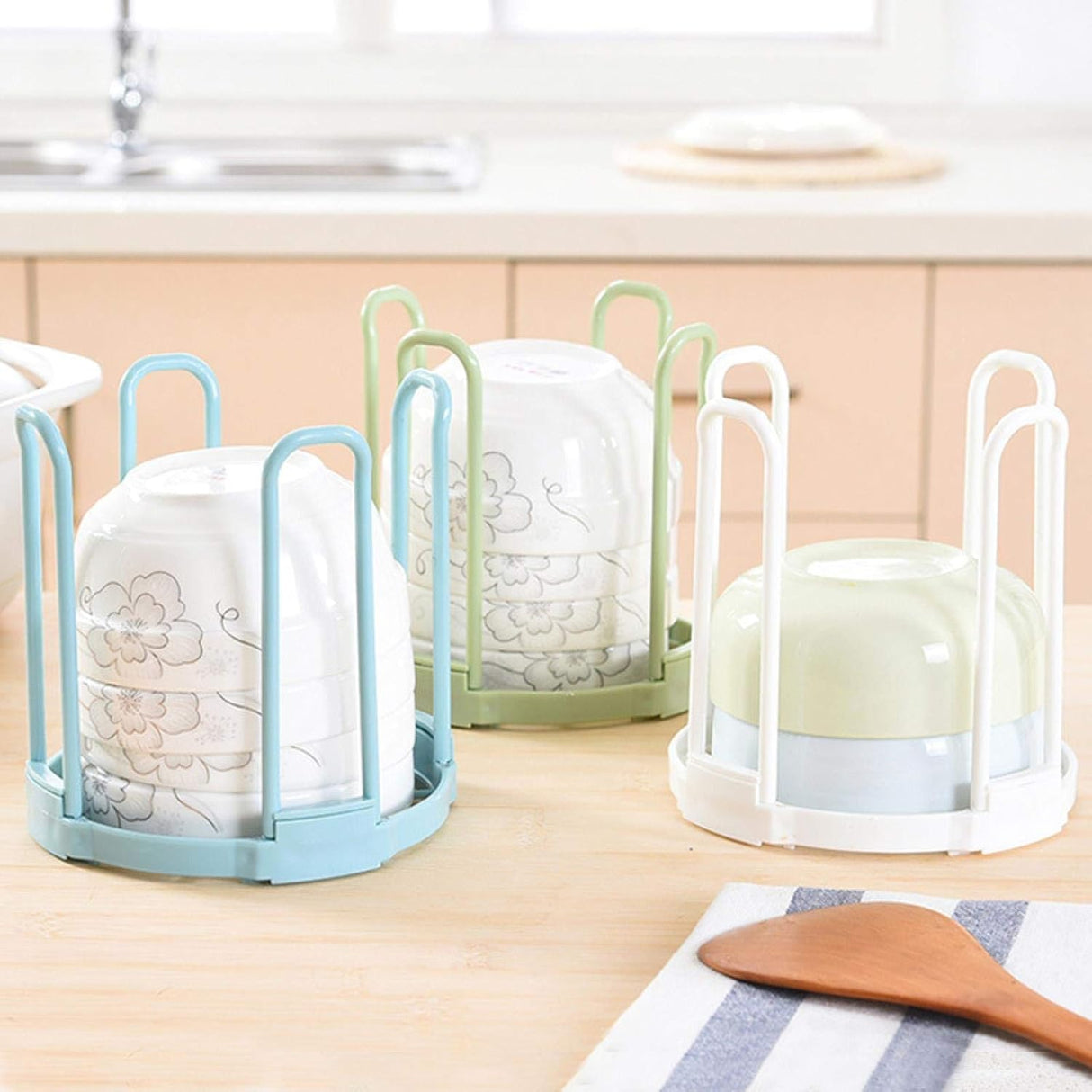 White Plastic Dish Drainer Rack for Kitchen Storage and Drying Tableware