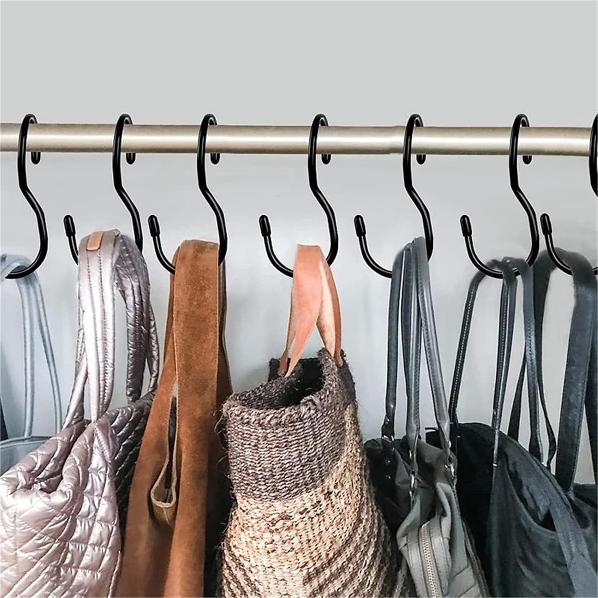 10 Black Stainless Steel Hooks for Kitchen Bathroom Garage