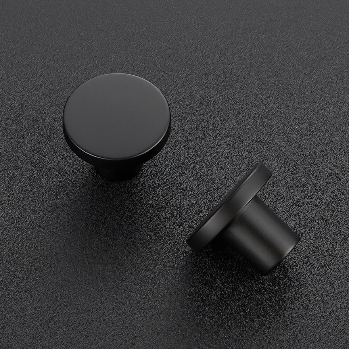 25 Pack Matte Black Round Cabinet Knobs Solid Dresser Knobs Drawer Pulls Black Cupboard Knobs for Modern Kitchen Cabinet Hardware