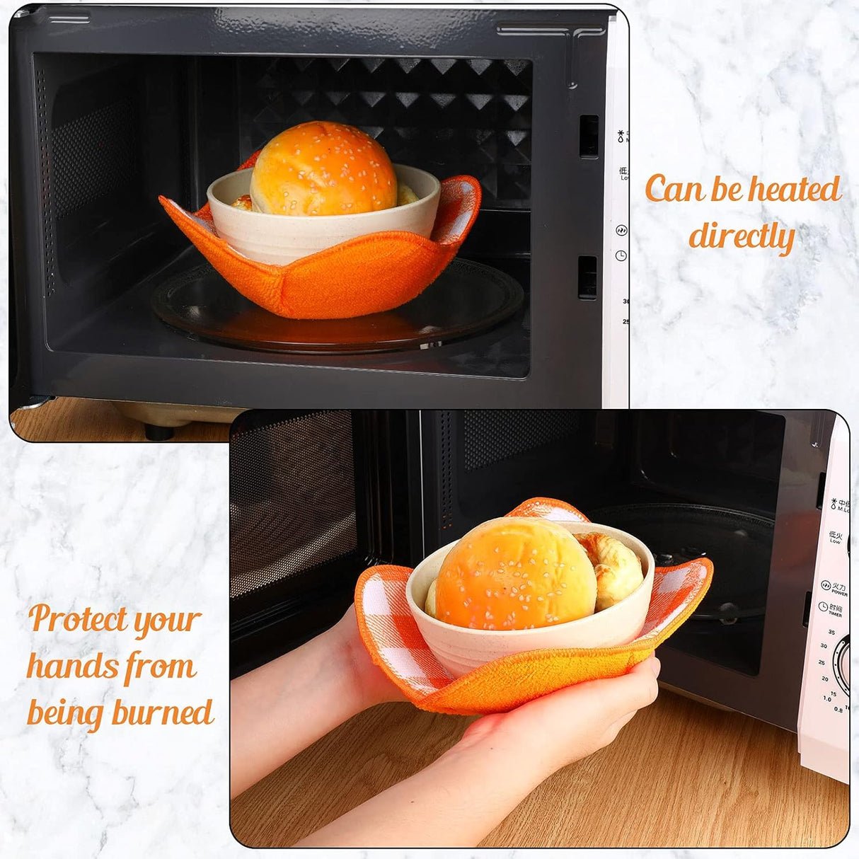 5 Pieces Hot Bowl Holder Microwave Safe Bowl Cozies Multipurpose Heat Proof Plate Holder to Prevent Hand from Heat and Maintain Food Warm (Red, Blue, Green, Yellow, Black)
