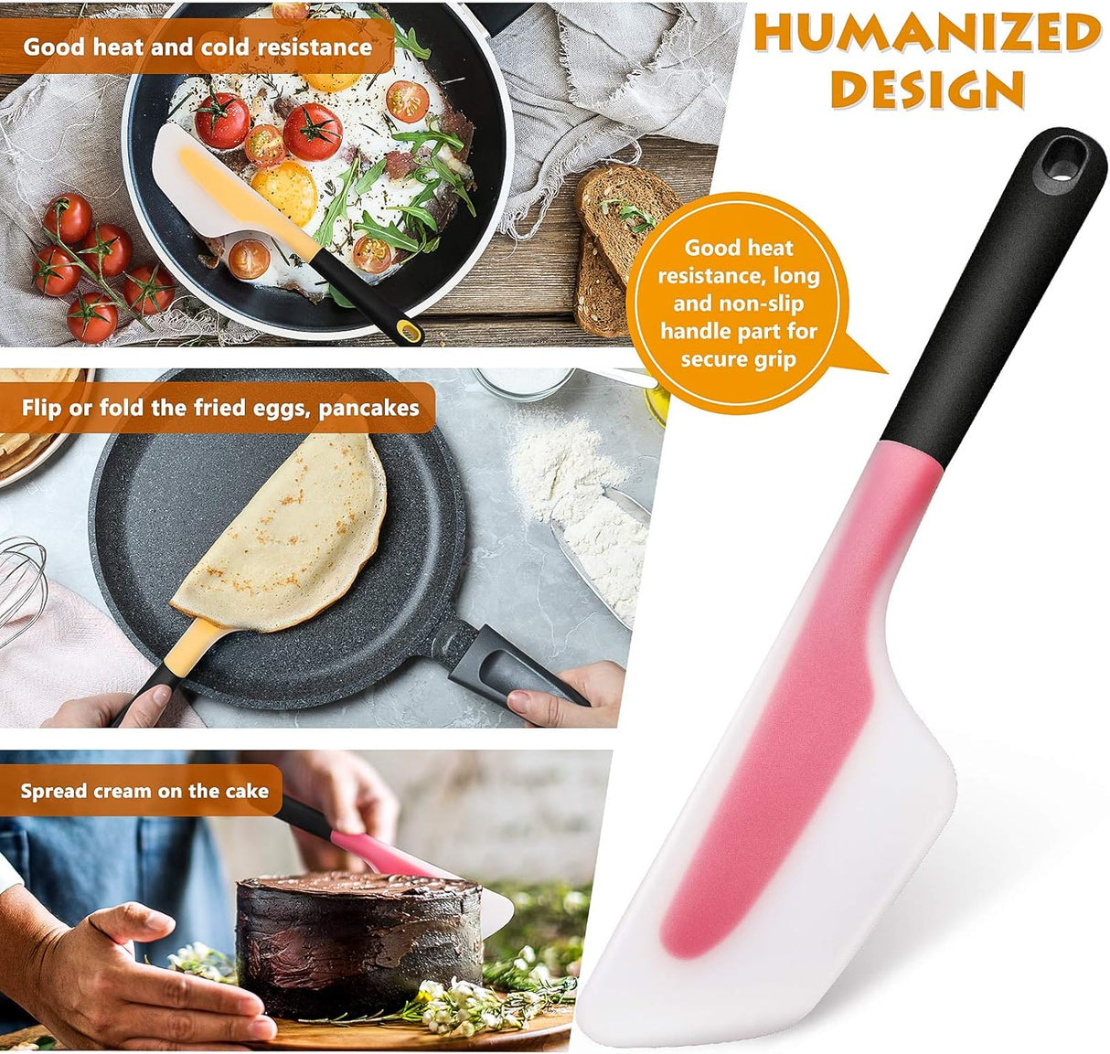 2 Pieces Omelette Spatula Kitchen Turner Silicone Flip and Fold Omelette Turner for Kitchen Omelet Pancake Crepes(Red and Yellow)