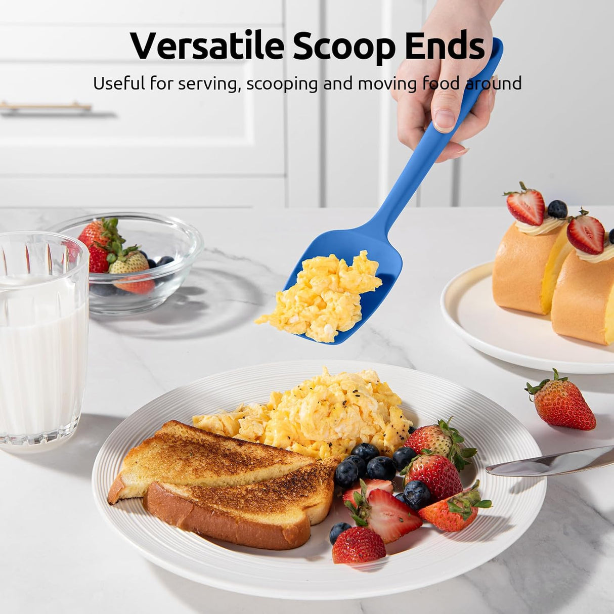 Silicone Spoon Spatula Set, 600ºF High Heat Resistant Food Grade Flexible Rubber Scraper, Cooking Mixing Baking Kitchen Utensils Set of 3 (Multicolors)