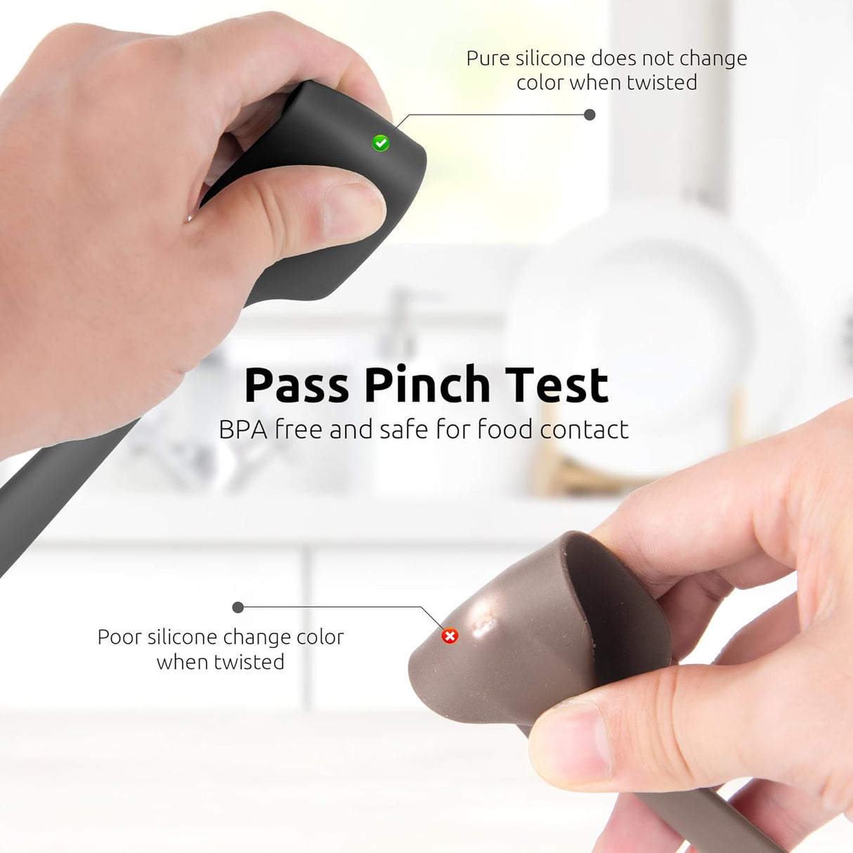 Small Mini Silicone Spatula: 9×2inch 600ºF Heat-Resistant Food-Grade Jar Scraper (Black) and 8in Kitchen Plating Tweezer: 18/8 Stainless Steel Food-Grade Metal Food Tong (Pointed Tip)
