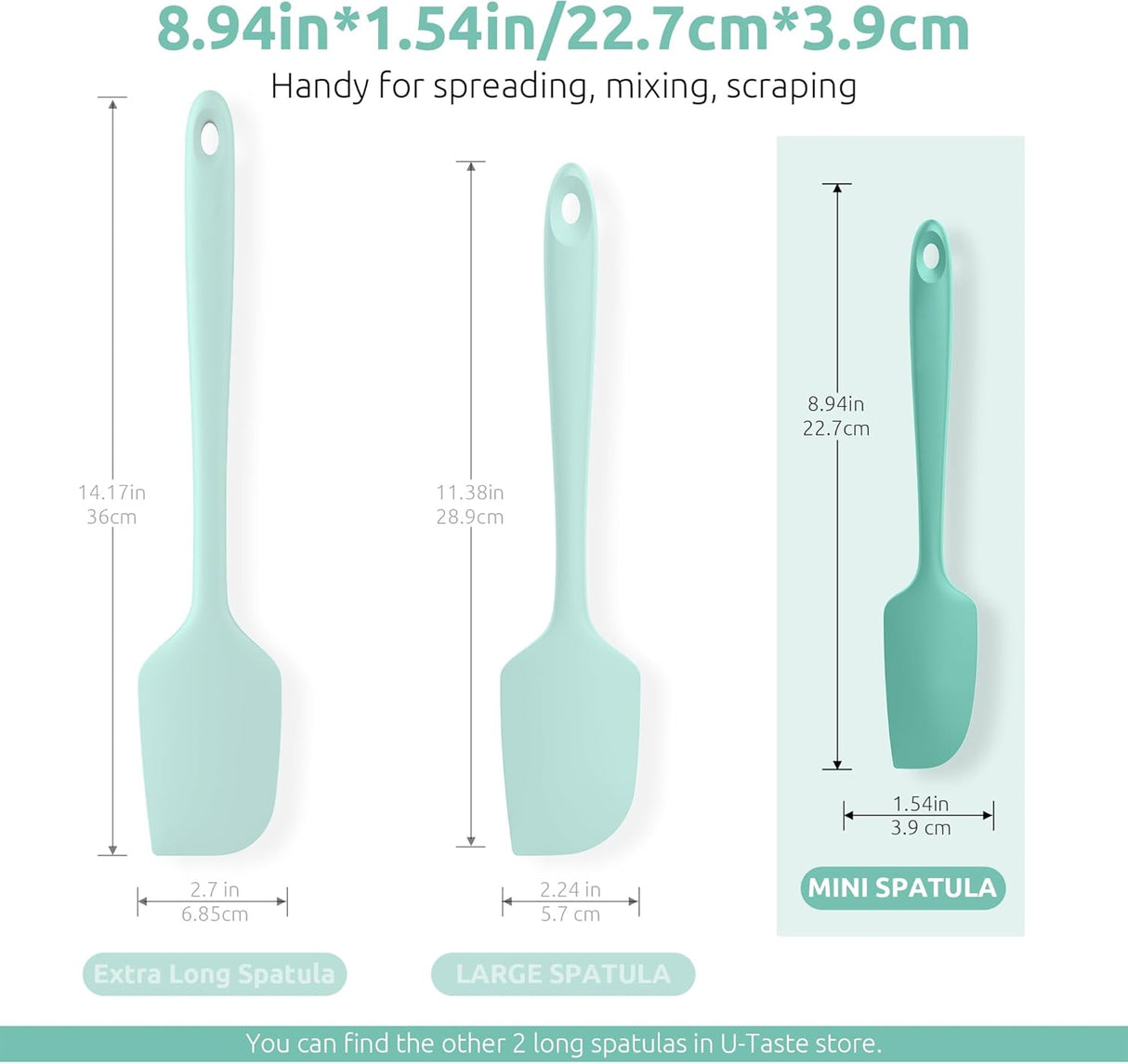 Small Mini Silicone Spatula: 9×2inch 600ºF Heat-Resistant Food-Grade Jar Scraper (Aqua Sky) and 8in Kitchen Plating Tweezer: 18/8 Stainless Steel Food-Grade Metal Food Tong (Pointed Tip)