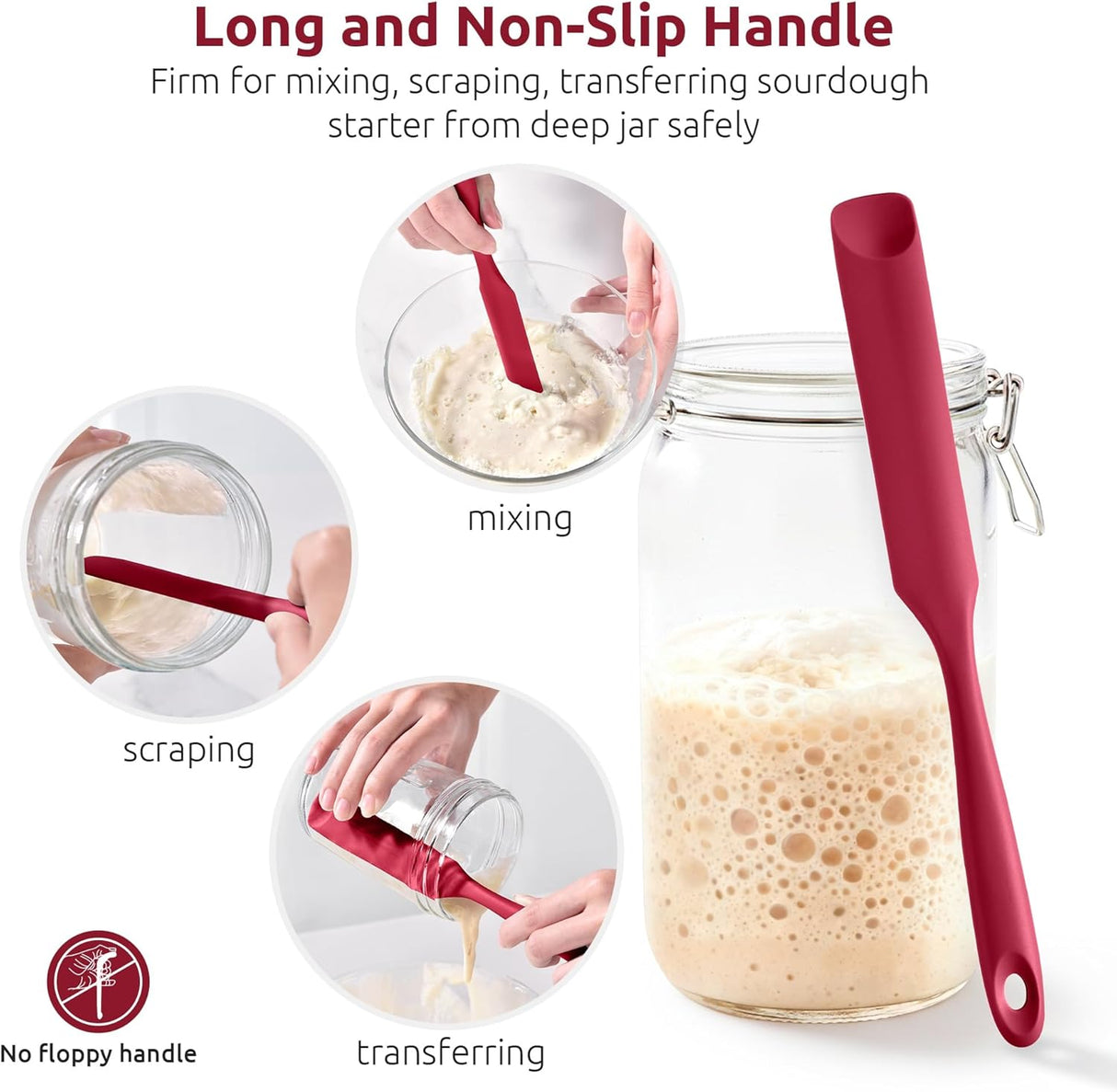 600ºF Heat-Resistant Food-Grade 10in Skinny Silicone Jar Spatula with Spoon Tip (Red) and 10in Kitchen Cooking Tweezer: 18/8 Stainless Steel Food-Grade Metal Food Tong (Round Tip)