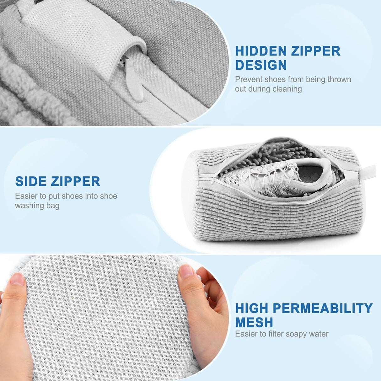 Shoe Washing Machine Bag,Shoe Laundry Bags for Sneakers, Reusable Shoe Cleaning Bag for All Shoe Sizes