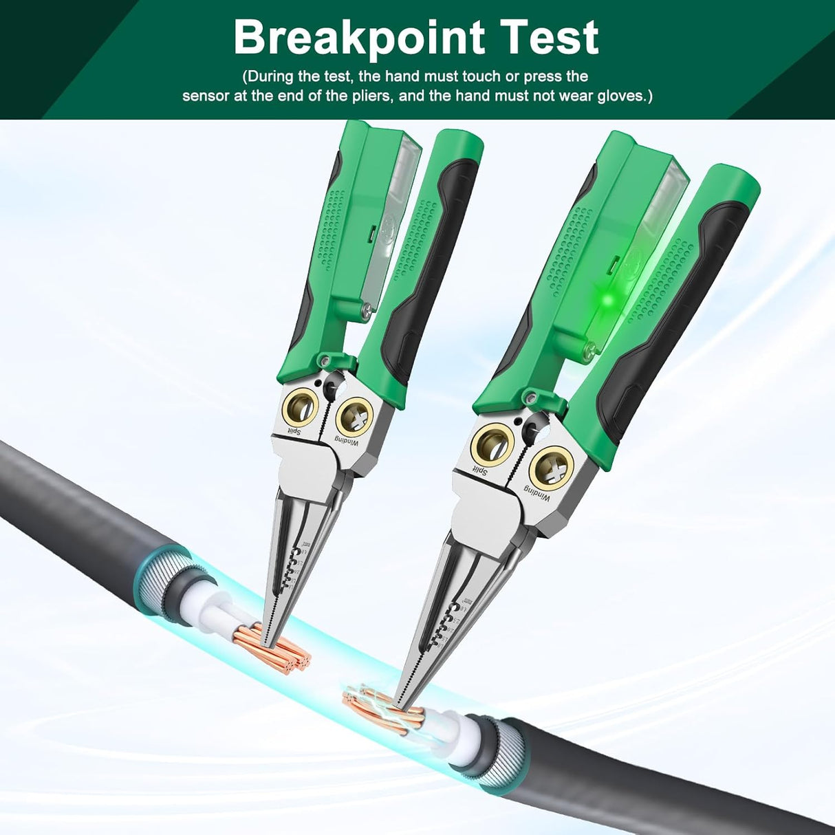 Pro 8-in-1 Wire Stripper/Cutter with Voltage Tester & Dual Alarms - Heavy Duty 12-250V AC/DC Electrical Tester for Hot/Neutral Wires - Electrician, HVAC, Car Repair Tool (Green)
