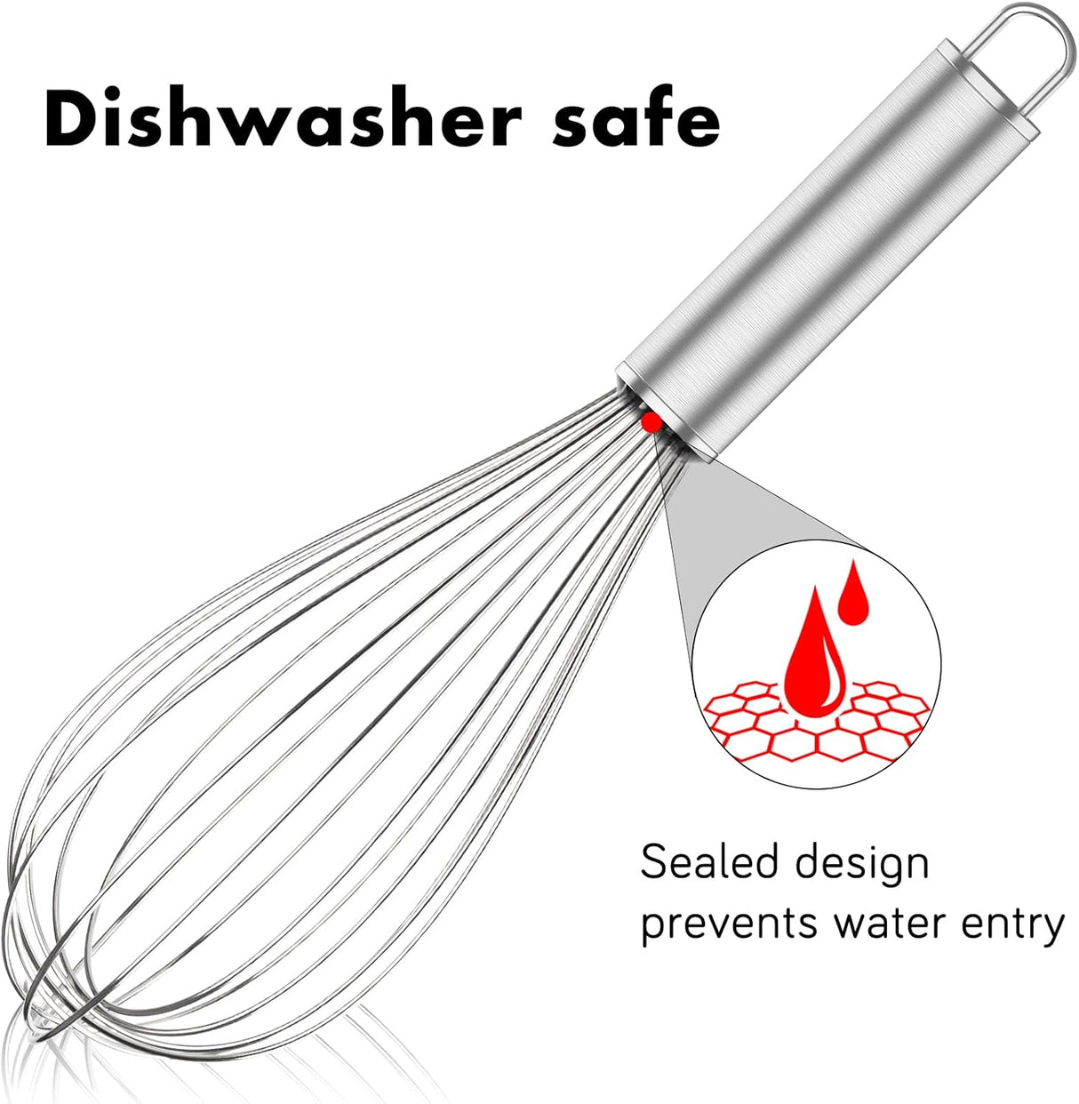 304 Stainless Steel Whisk Set & Wok Spatula, 3 Pack Whisks and Stainless Steel Spatula for Kitchen Cooking, Blending, Beating, Stirring