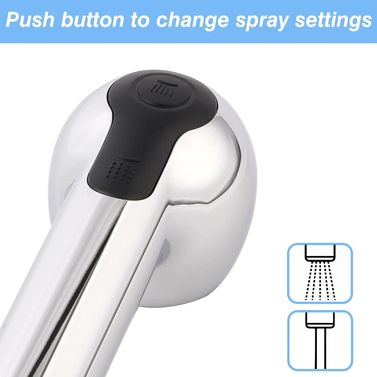 Pull Out Sink Sprayer Head Replacement, 2 Function Kitchen Sink Faucet Head, G1/2 or 13/16 Inch Thread Faucet Head Kitchen Tap Sprayer Spout, Chrome