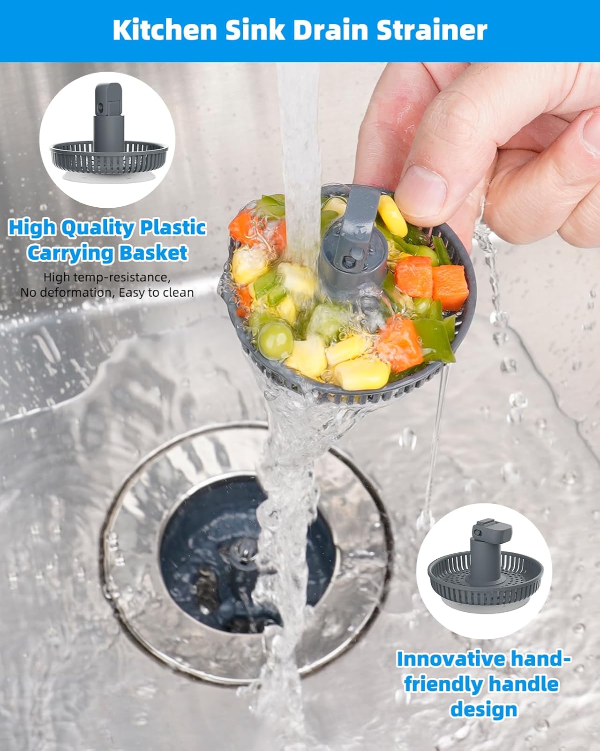 3 in 1 Bathroom & Kitchen Sink Drain Strainer