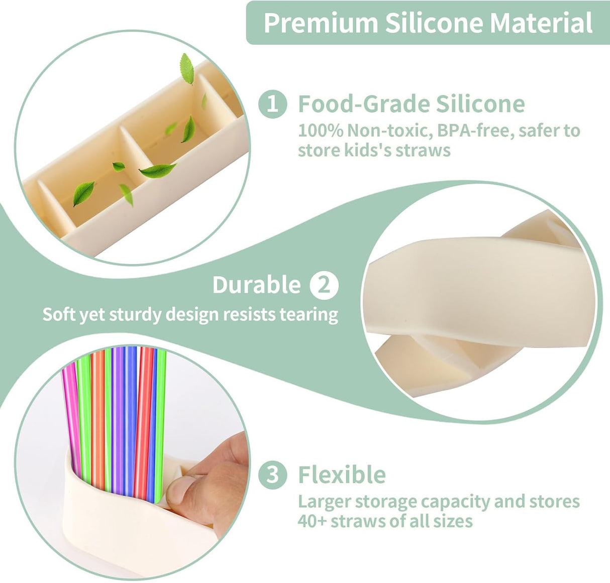 9.6'' Large Silicone Straw Holder for Cabinet Door, Space-Saving Straw Organizer Container with Adhesive Tape, Stylish Kitchen Organizers and Storage Accessories for Cabinet, Cupboard, Counter, RVs