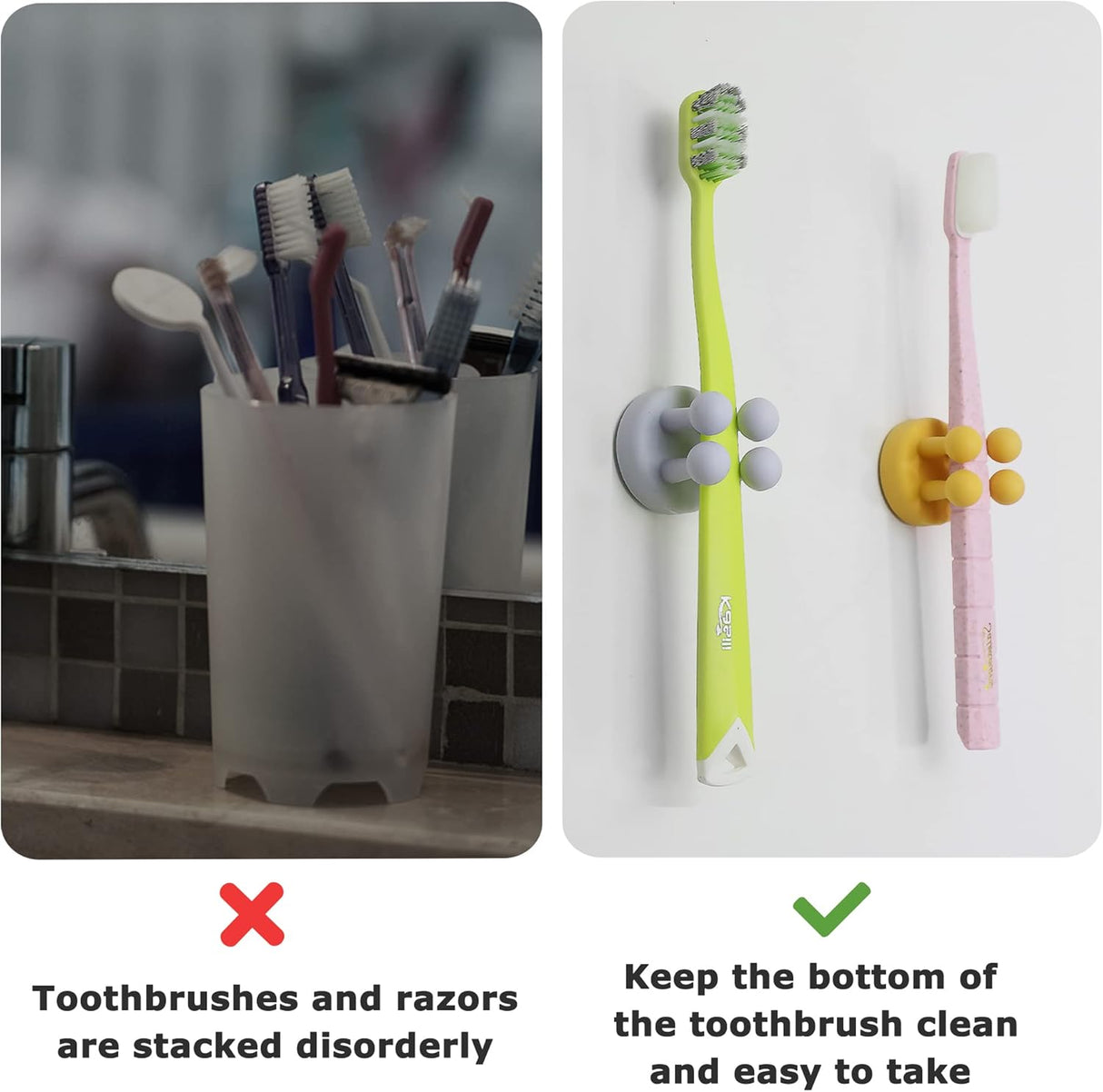 4 pcs Silicone Toothbrh Holder Multi-Function Hook Waterproof self Adhesive Single Toothbrh Hook Plug Holder for Wall for Hanging Bathroom Kitchen Living Room Office