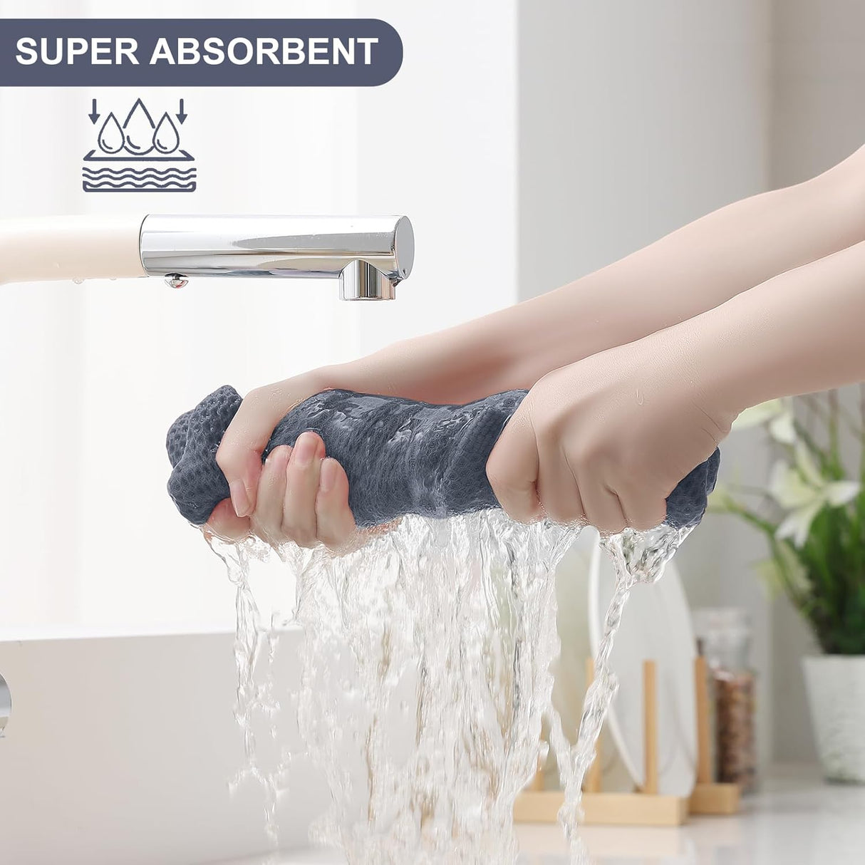 Homaxy 100% Cotton Kitchen Towels and Dishcloths Set, 12 x 12 Inches and 13 x 28 Inches, Set of 8 Bulk Kitchen Towels Set and Terry Kitchen Towels(15" x 25", 6 Pack, Dark Grey)