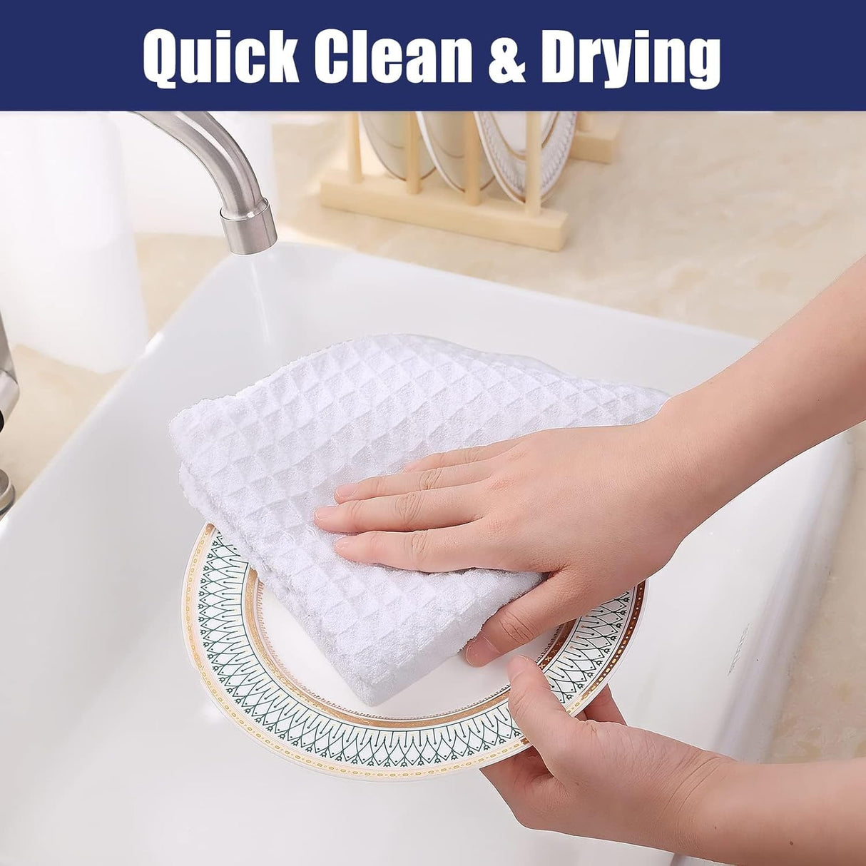 Homaxy Kitchen Towels, 16 x 28 Inches and 13 x 28 Inches, Set of 8 Bulk Cotton Kitchen Towels Set, Ultra Soft Absorbent Dish Towels for Washing Dishes, White