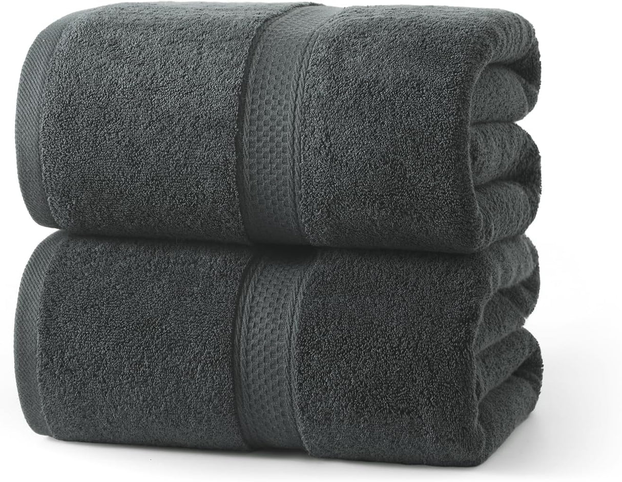 Cotton Bath Sheets Set of 2-70" x 35" Extra Large Soft Bath Towel for Adults, Absorbent & Lightweight, Fluffy, Quick Drying Shower Towels for Bathroom, Pool, Yoga & Daily e, Grey