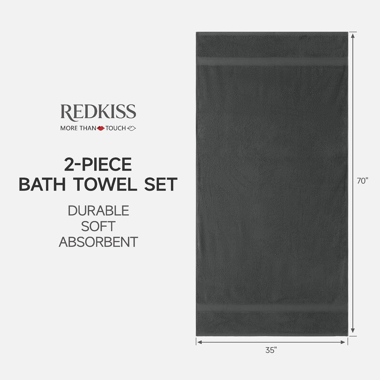 Cotton Bath Sheets Set of 2-70" x 35" Extra Large Soft Bath Towel for Adults, Absorbent & Lightweight, Fluffy, Quick Drying Shower Towels for Bathroom, Pool, Yoga & Daily e, Grey