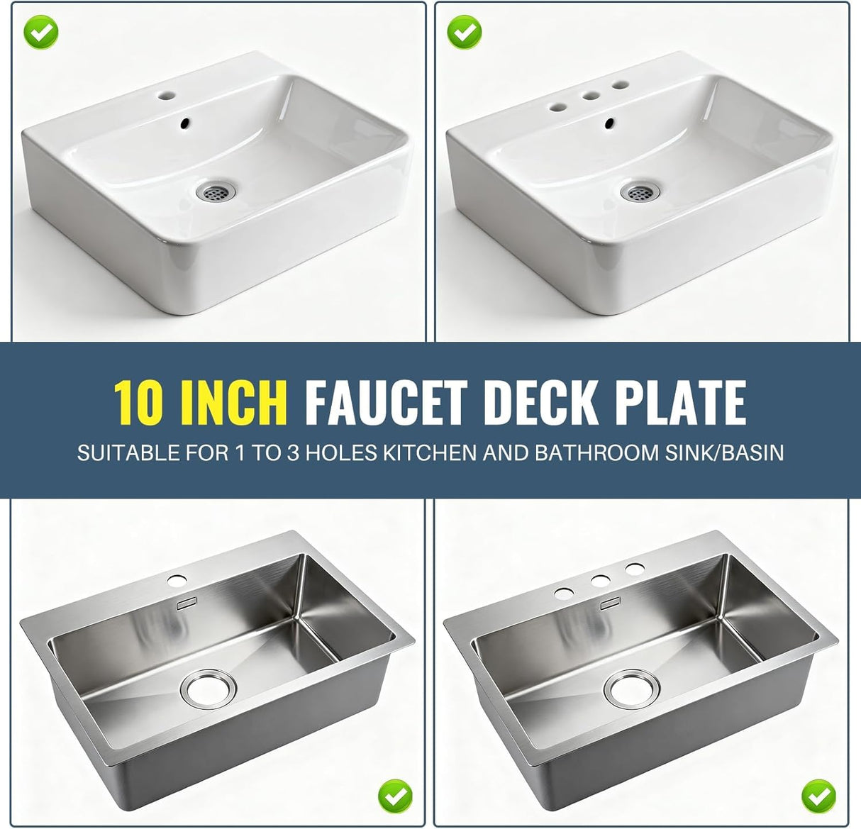 Faucet Plate, ALEASHA Kitchen Sink Cover Stainless Steel Plate for 1 or 3 Hole Bathroom or Kitchen Sink Faucet 10 Inch Escutcheon Hole Covers, Oil Rubbed Bronze