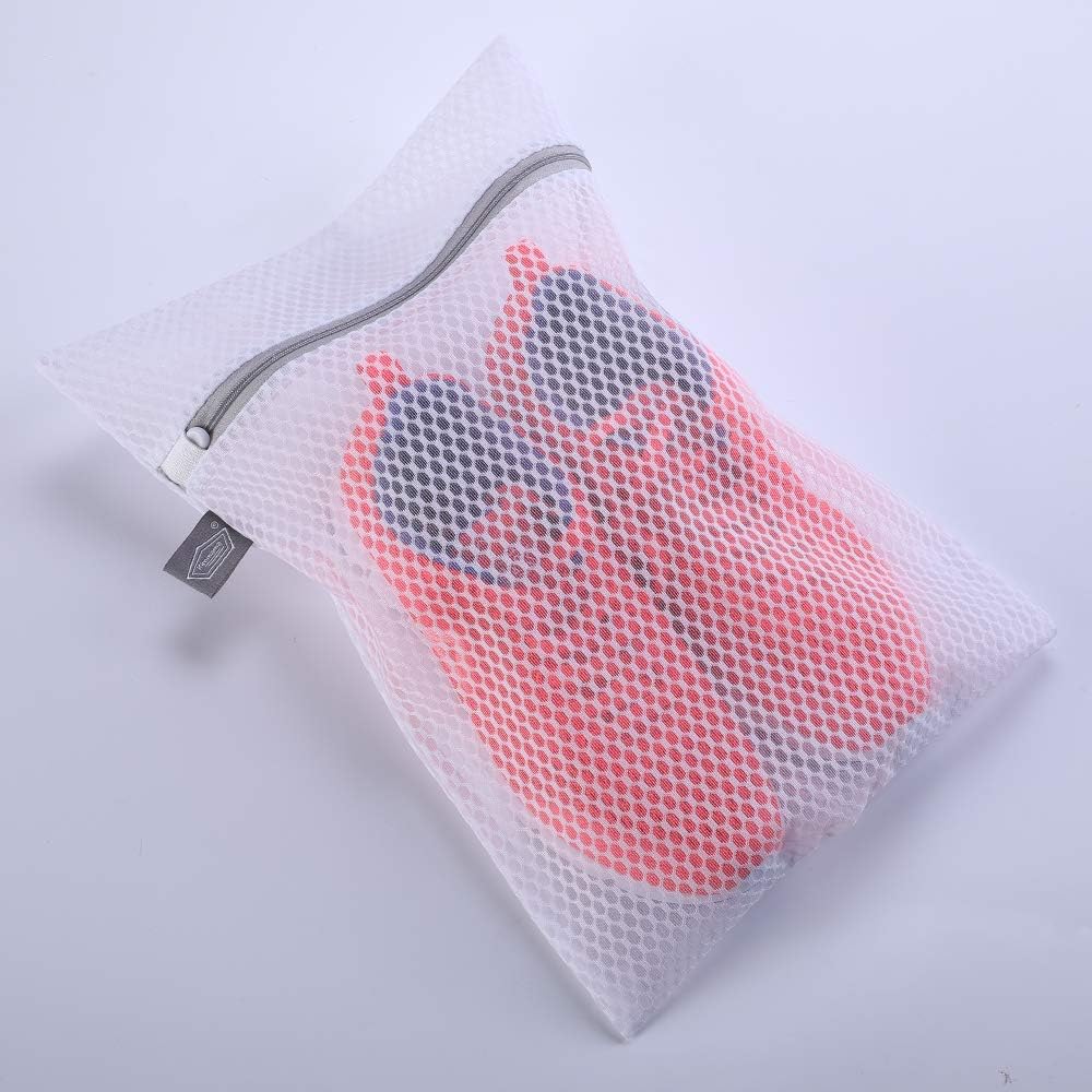 Kimmama Laundry Mesh Wash Bags, Lingerie Bags for Washing Delicates, Mesh Laundry Bags for Washing Machine, White Net, Grey Zipper, 2XL, 2L & 1M