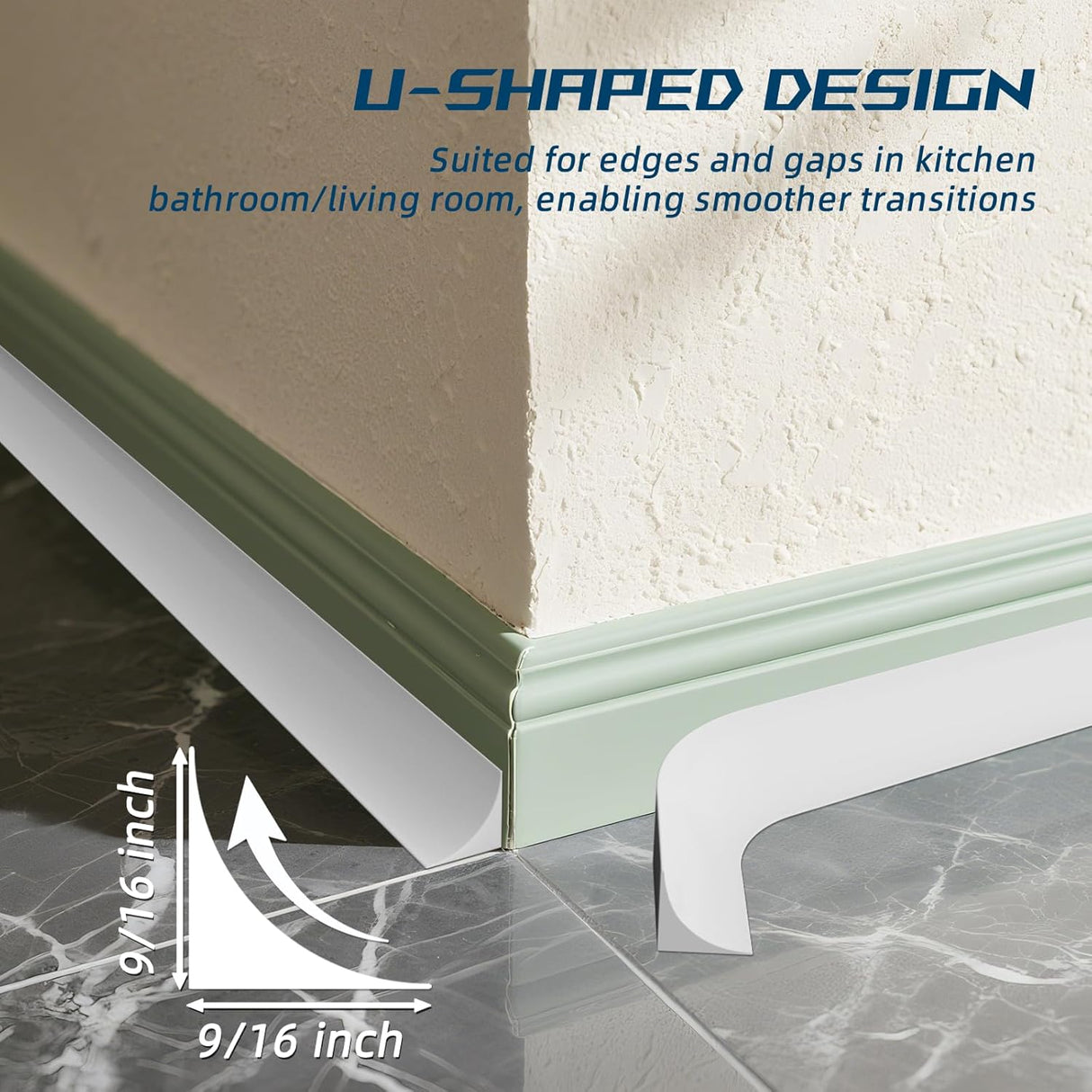 Flexible Quarter Round Molding Trim - Peel and Stick Silicone Caulk Strip,Shoe Molding for Floor Edge,Wall Corner,Staircase,Cabinet,Baseboard and Window Sill in Bathroom/Kitchen/Living Room,118 Inch