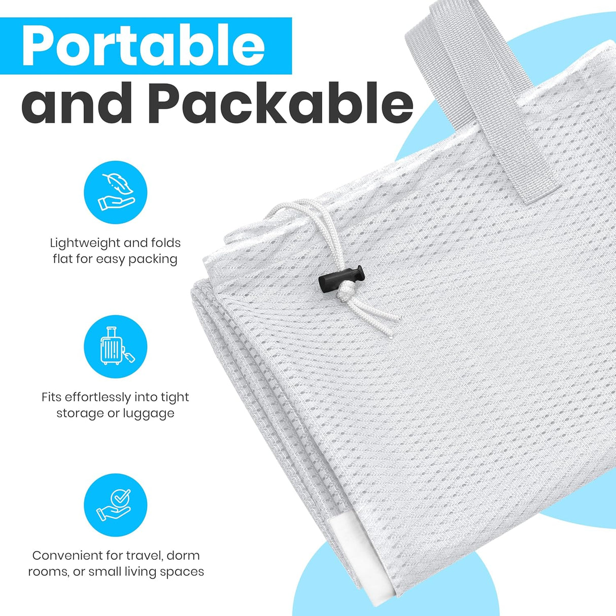 Large Mesh Laundry Bags - 2-Pack Heavy Duty with Handles & Drawstring - Machine Washable Net Laundry Sacks for College Dorm, Camp, Travel, Bedding & Clothes Storage (White)
