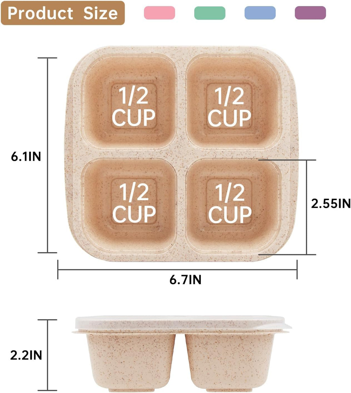 5 Pack Bento Lunch Box,4 Compartment Snack Containers,Divided Bento Snack Box,Meal Prep Lunch Containers, Lunch Box Kids/Toddle/Adults,Food Storage Containers for School, Work and Travel (5 pack)