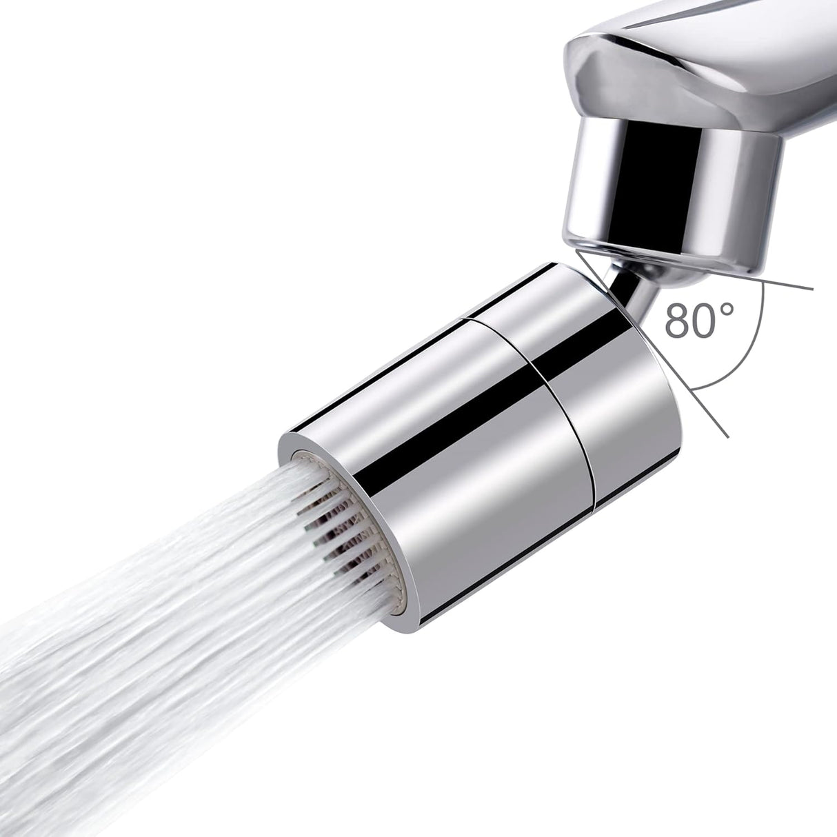 Kitchen Sink Faucet Aerator Solid Brass - Big Angle Swivel Faucet Aerator Dual-Function 2 Sprayer Kitchen Faucet Attachment Swivel Sprayer- 360-Degree Swivel - Polished Chrome/ 1.8GPM