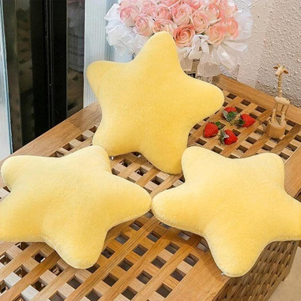Cute Pillow Cushion Decorative Nursery Stuffed Throw Pillows Yellow Pink Sofa Pillow Cushion Star Plush Pillow Kids Boys Girls Adults Car Home Chair Floor Bed Gift Reading Nook TV