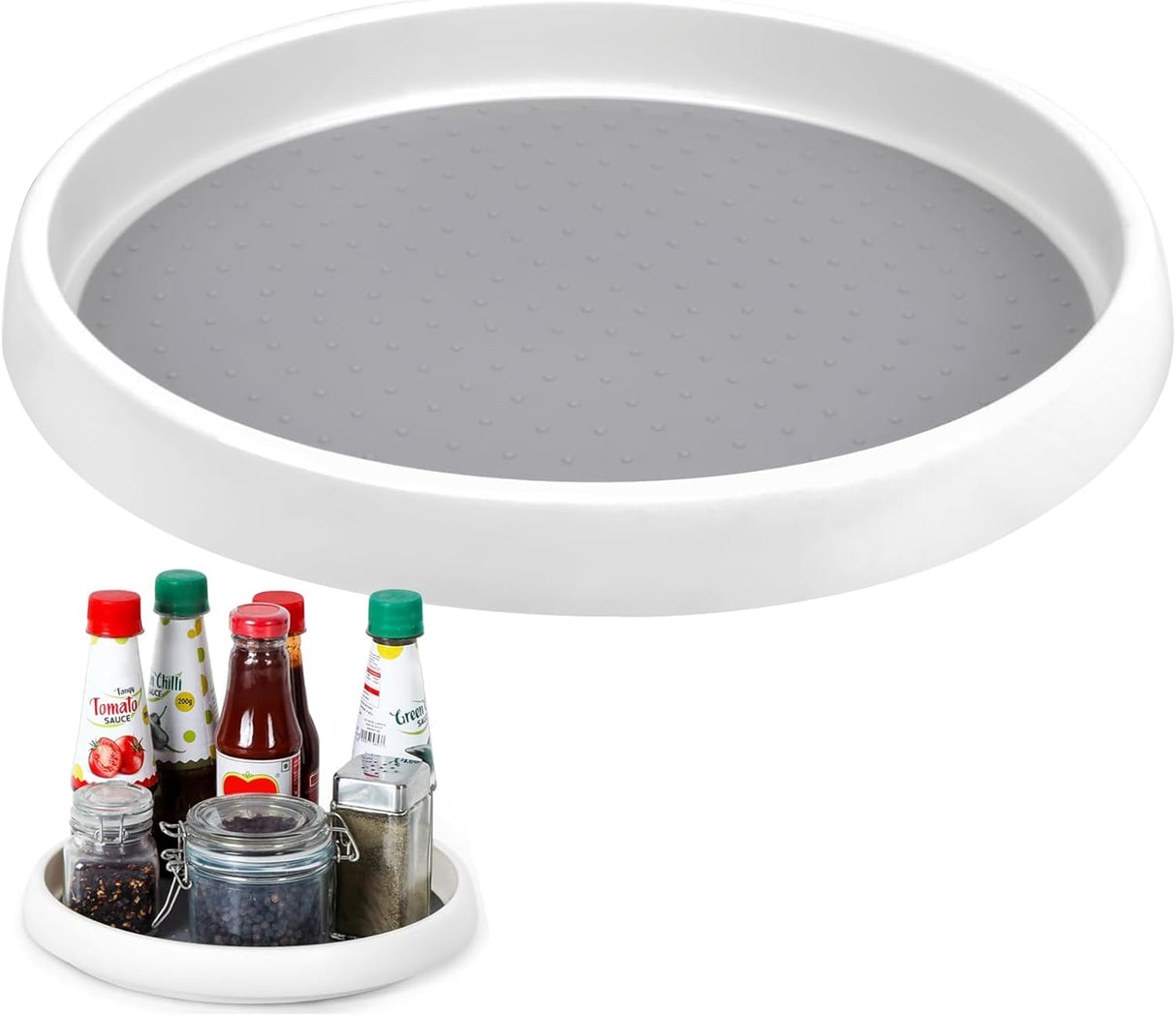 Lazy Susan Turntable Non-Skid Spice Turntable Rack 12-Inch Pantry Storage Organizers for Cabinet Kitchen Fridge Bathroom Countertop Organizing