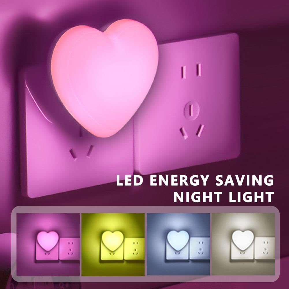 Love Heart Night Lights Plug into Wall - Heart Shape Nursery Nightlight with Light Sensors, Cute Soft LED Nightlight with Soft Warm Light for Bedroom, Nursery, Bathroom, Hallway (White)