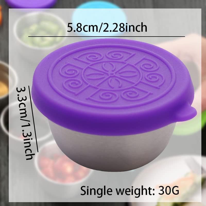 6Pcs Salad Dressing Container Sets,Reusable Salad Container Small Containers with Lids for Lunch Stainless Steel Condiment Cup Leakproof Dipping Sauce Cups 1.7 oz Small Containers for Picnic Travel