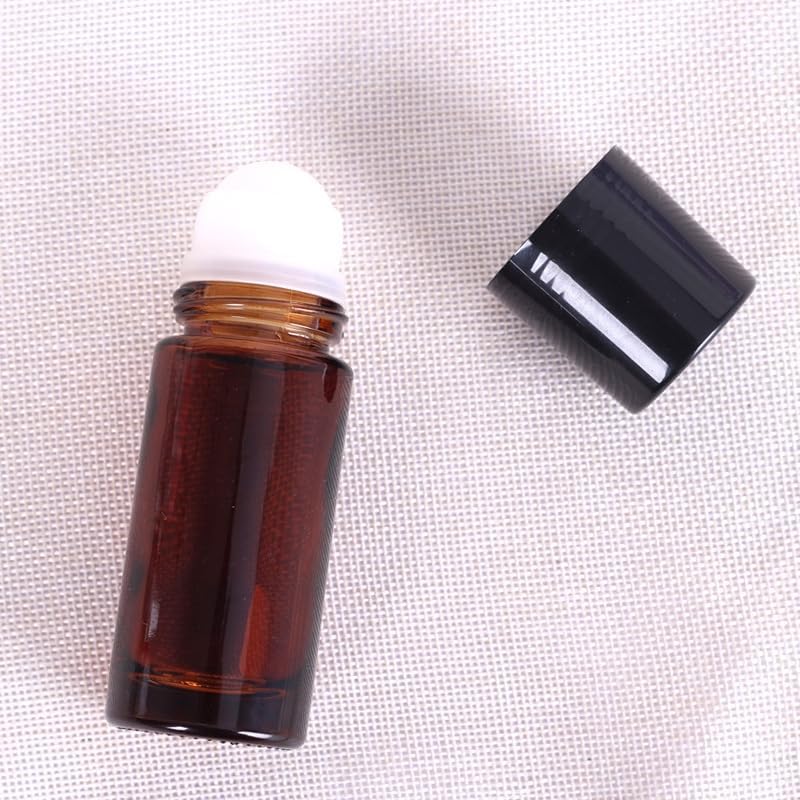 2Pcs Brown 50ml Glass Essential Oil Roller Bottles,Large Empty Roller Bottles Refillable,Deodorant Bottle Containers Rollerball for Fragrance Refillable Containers Accessories