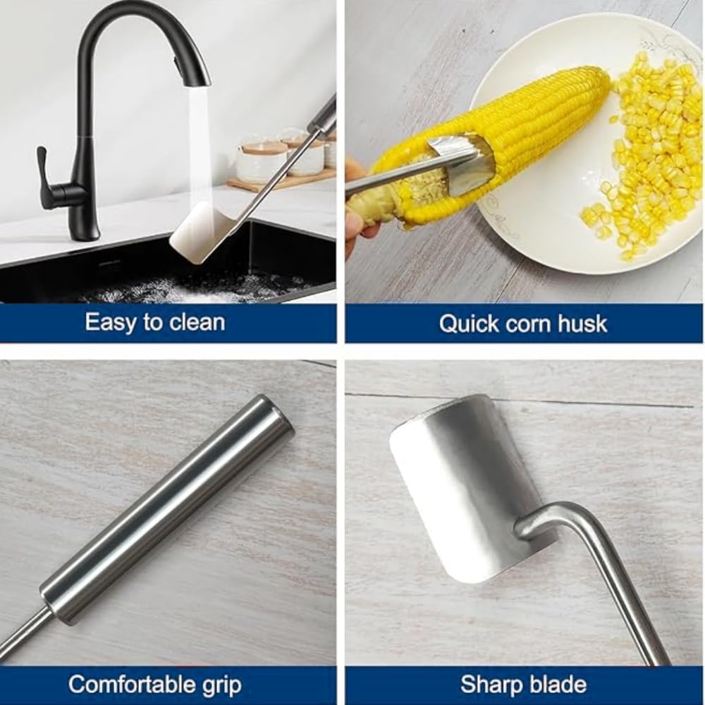 Corn Peeler and Cob Remover Tool, Fast and Safe Kitchen Utensil, Easy Clean Design
