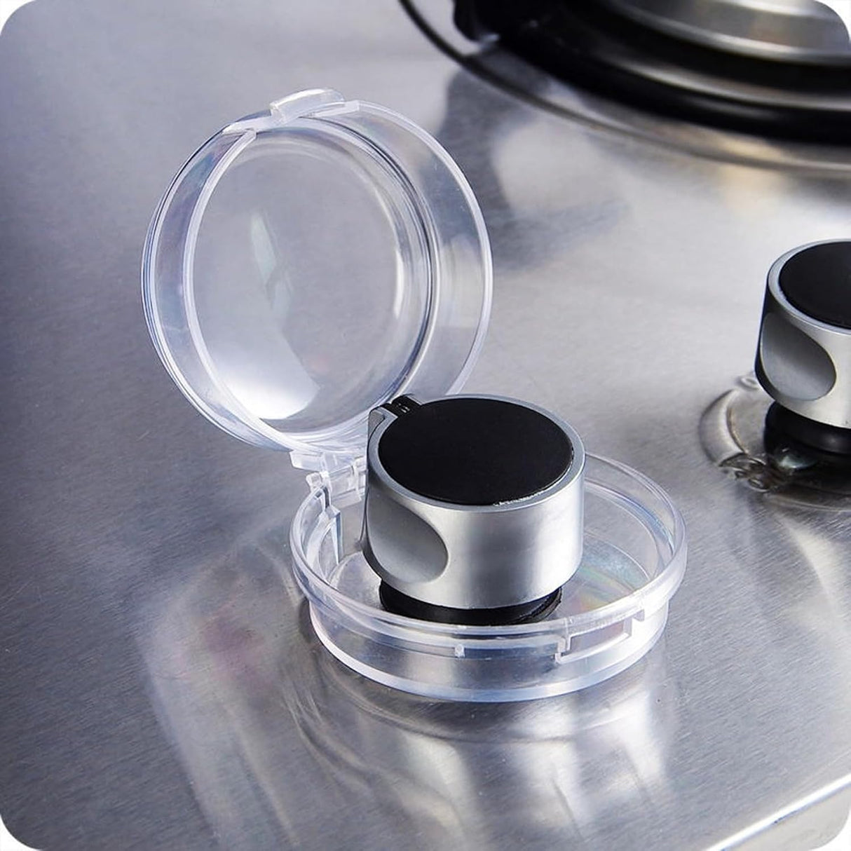 6 Pack Stove Knob Covers for Children Safety, Grey Stove Knob Safety Covers Kitchen Stove Gas Knob Covers, Easy to Install Toddler Baby Proof Kitchen Safety Guard for Home Kitchen