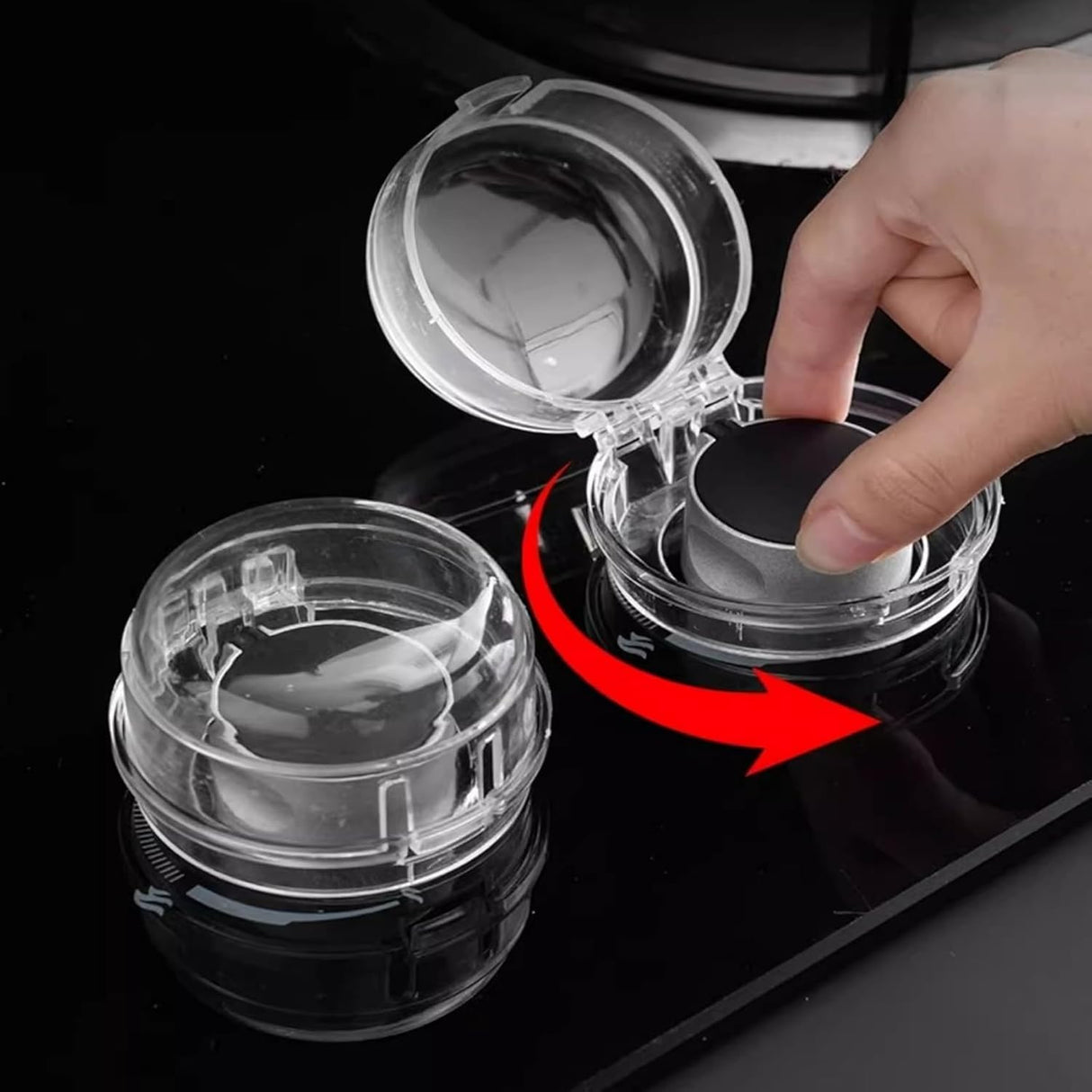 6 Pack Stove Knob Covers for Children Safety, Grey Stove Knob Safety Covers Kitchen Stove Gas Knob Covers, Easy to Install Toddler Baby Proof Kitchen Safety Guard for Home Kitchen