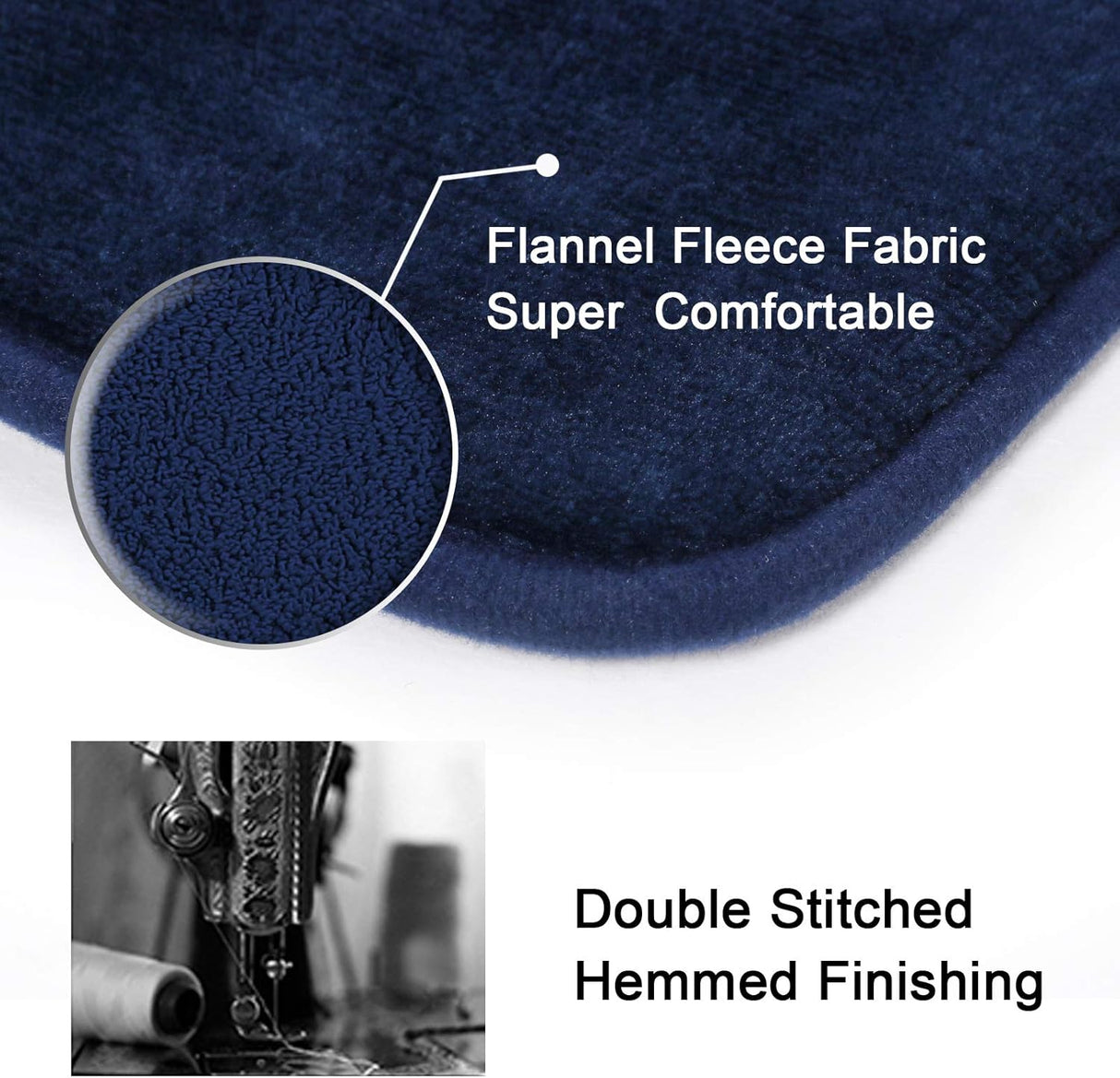 Bath Mat Memory Foam Set Bathroom Rug Flannel Velvety Luxury Extra Soft and Absorbent Non Slip Rugs for Bathroom/Bedroom Washable(2 Pack- 20"x 32"/ 17"x 24", Navy) Navy 20" x 32" Plus 17" 24"
