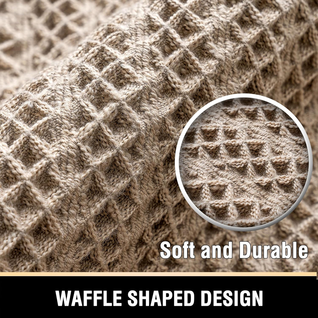 Waffle Bath Mat Super Absorbent Boho Non Slip Rugs for Bathroom Floor Machine Washable Dry Fast with Tassels (47 x 17 Plus 24 Inches, Irish Cream) Cream 47" 17" 24"