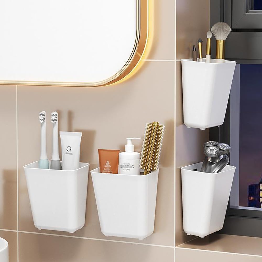 4-piece storage box set for kitchen cabinet doors, self-adhesive storage box for wall mounting, storage box for small items in wardrobes/bathrooms/fridges