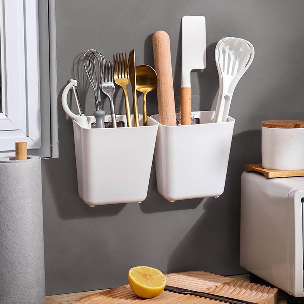 4-piece storage box set for kitchen cabinet doors, self-adhesive storage box for wall mounting, storage box for small items in wardrobes/bathrooms/fridges