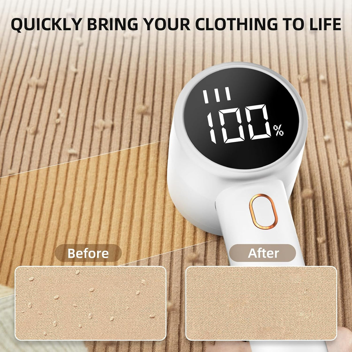 Lint Remover - Lint Remover for Cotton Fabrics - Rechargeable Lint Remover - Electric Portable Sweater Shaver - 3 Speed Settings - LED Digital Display - Removes lint from clothing, furniture, sweaters, couches and blankets.