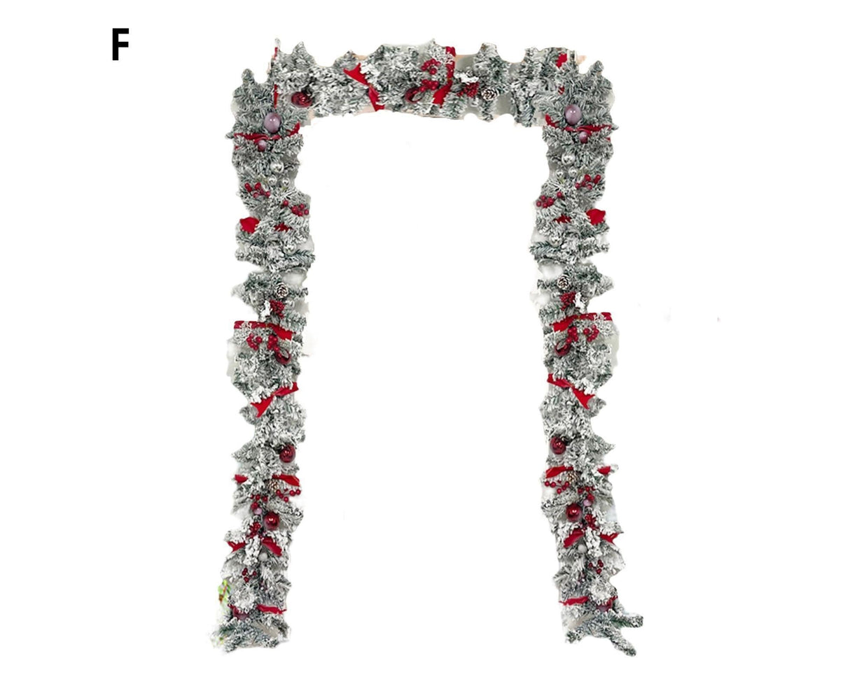 Christmas Artificial Wreath Red Bowknot Ribbon Garland-E