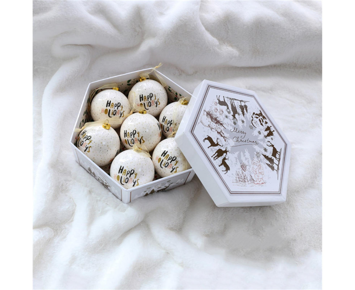 1 Box Decorative Christmas Balls Pendants with Lanyard PC Delicate Craft Festival Balls Pendants Home Decor-Golden
