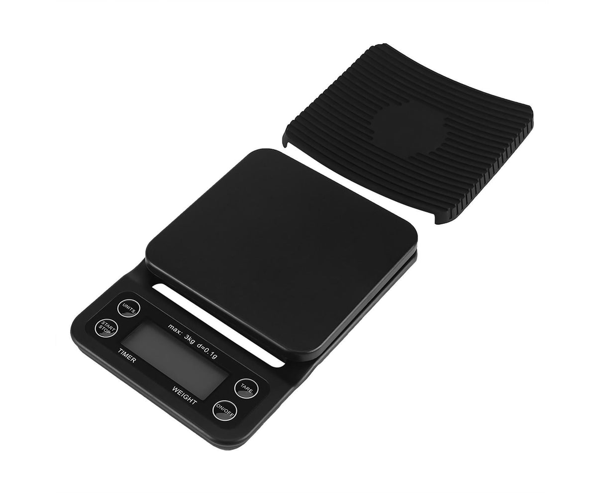 3KG/0.1g Electronic Digital Kitchen Food Scale Drip Coffee Weighing with Timer(Green Backlight)