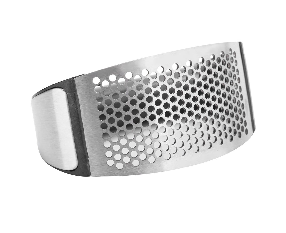 Stainless Steel Garlic Press Mincer Crusher with Cleaning Brush and Garlic Peeler Kitchen Tool