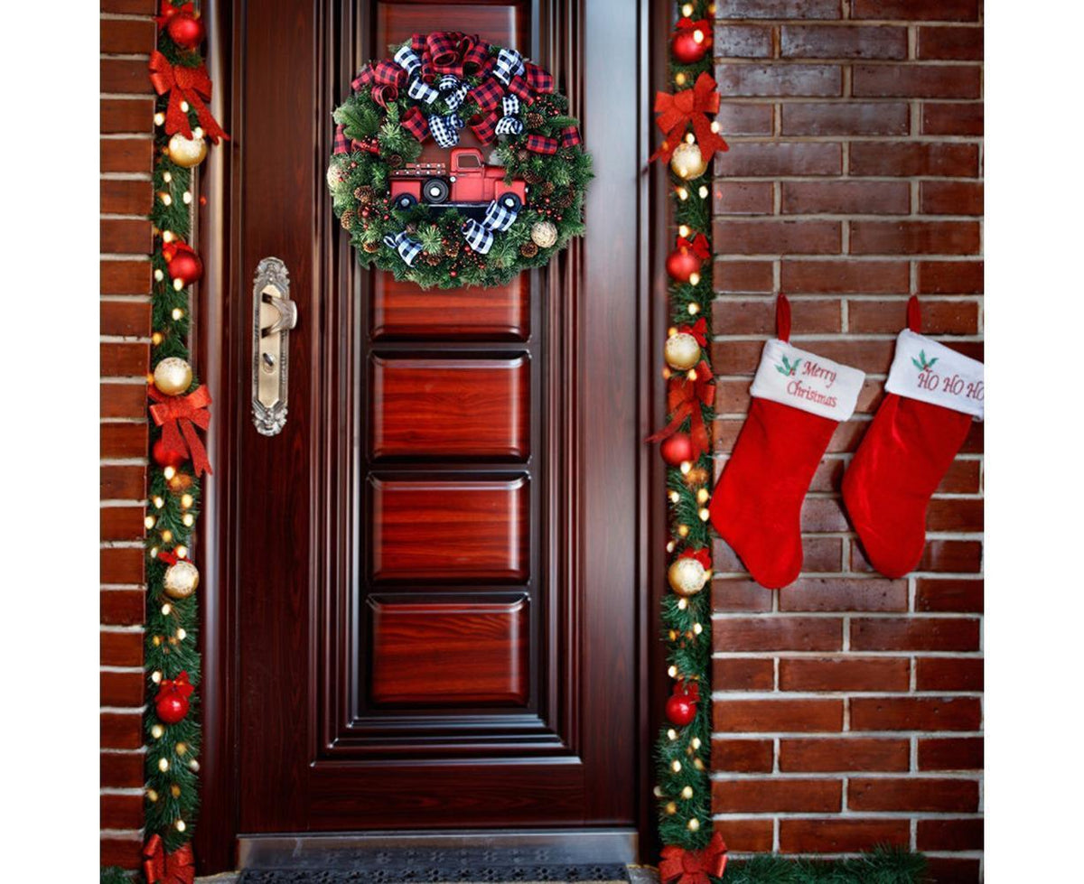 Christmas Wreath for Car, Truck or Festival Decoration LED Artificial Christmas Car Wreath - 25cm