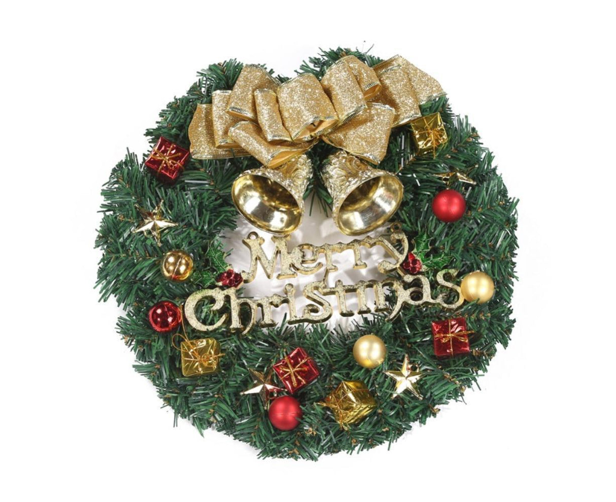 Christmas Wreath with Pinecones Red Berries, Red Bowknot Lighted Christmas Wreath for Winter Holidays Home Decoration - 30CM