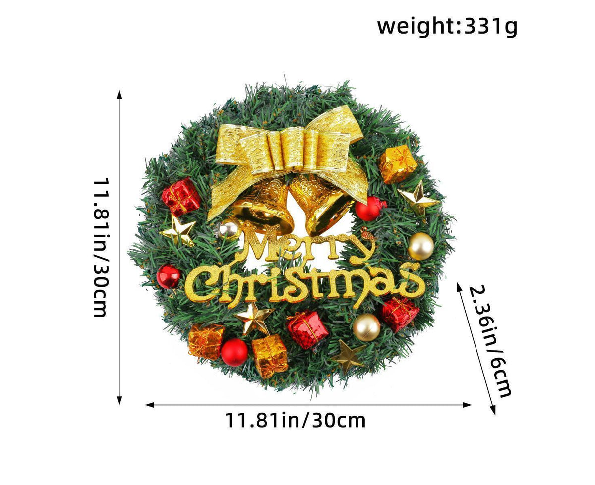 Christmas Wreath with Pinecones Red Berries, Red Bowknot Lighted Christmas Wreath for Winter Holidays Home Decoration - 30CM