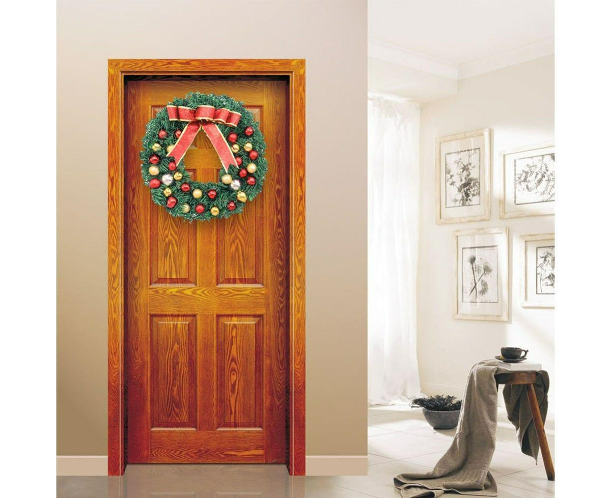 Christmas Wreath, Artificial Winter Christmas Red Wreath, Front Door Christmas Wreath for Indoor Outdoor Home Office Wall Wedding - B - 40cm