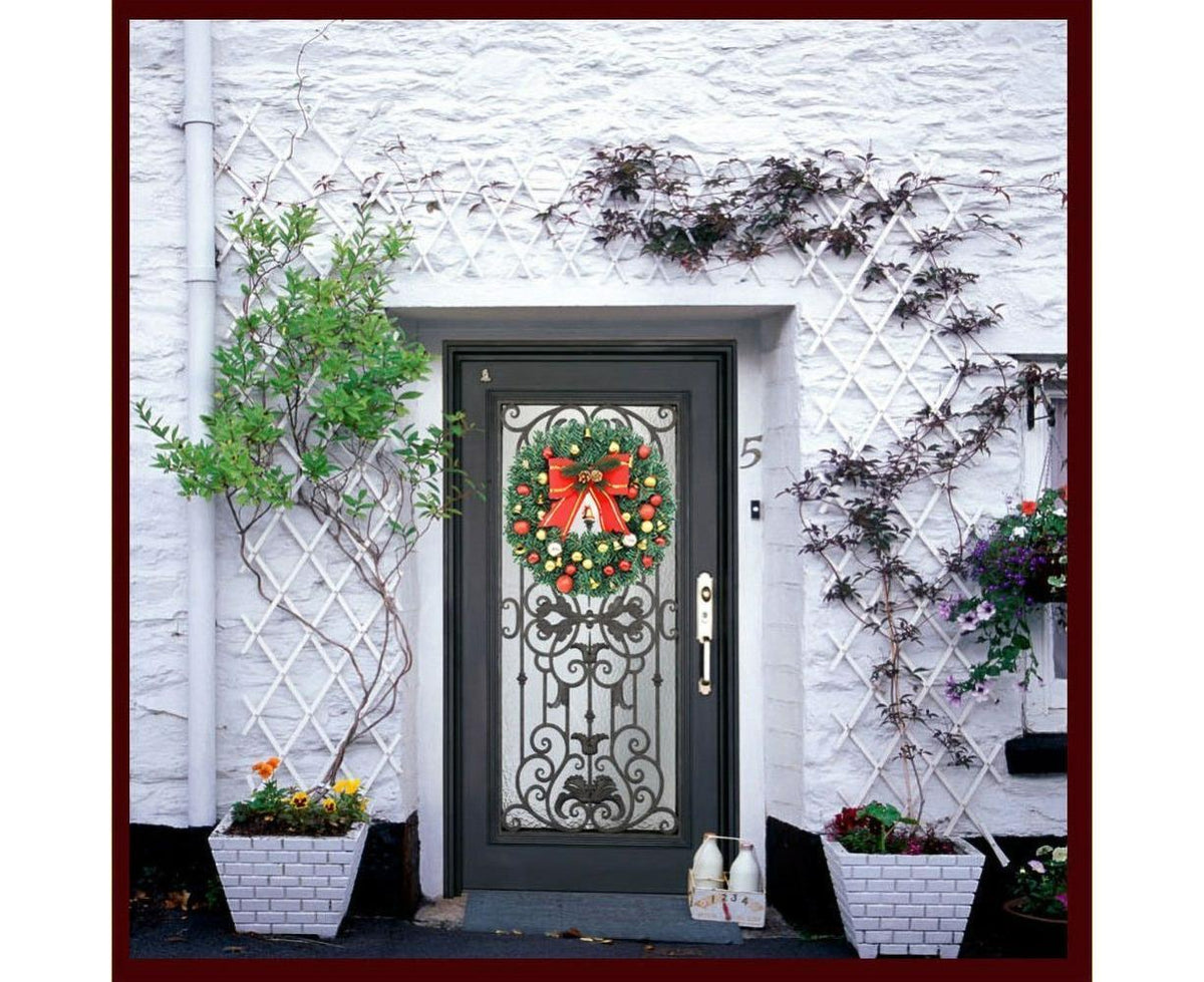 Christmas Wreath, Artificial Winter Christmas Red Wreath, Front Door Christmas Wreath for Indoor Outdoor Home Office Wall Wedding - B - 40cm
