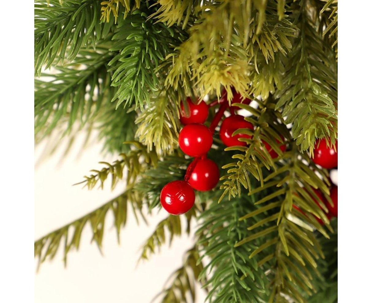 Christmas Wreaths for Front Door Xmas Art Decorations Thanksgiving Day Indoor Outdoor Home Decorative Wreath Three Red Flowers Pine Cones - 40 * 40 * 5cm